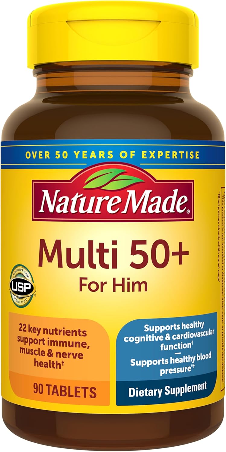 Nature Made Multivitamin for Men Over 50, Mens Multivitamins 50 Plus, Daily Nutritional Support, Nature Made Multi Vitamins, 90 Tablets, 90 Day Supply