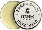 Striking Viking Beard Balm for Men - Unscented, 2 Ounces - Fragrance Free Care & Styling - Travel-Sized Beard Softener Balm with Aegan & Jojoba Oils