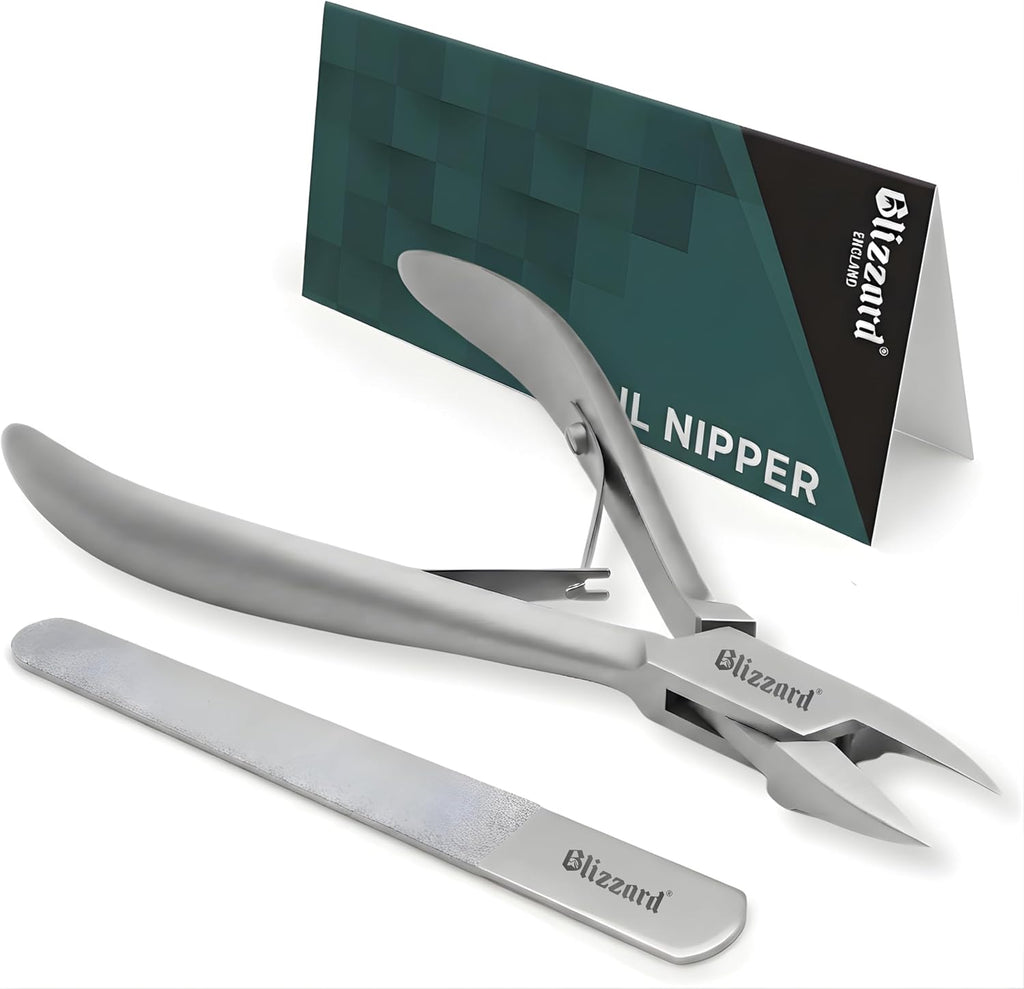 Ingrown Nail Clippers for Men with Ingrown Toenails – Blizzard Podiatrist Toenail Clipper Set German Forged (13cm - Straight Head - Smooth)