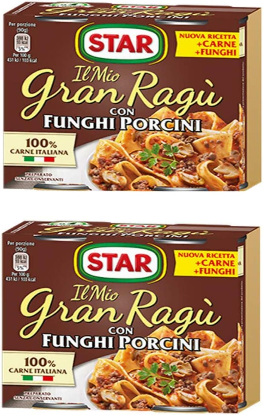 Star Gran Ragù Ragu' Sauce with Porcini Mushroom 180gr x 2, Pack of 2