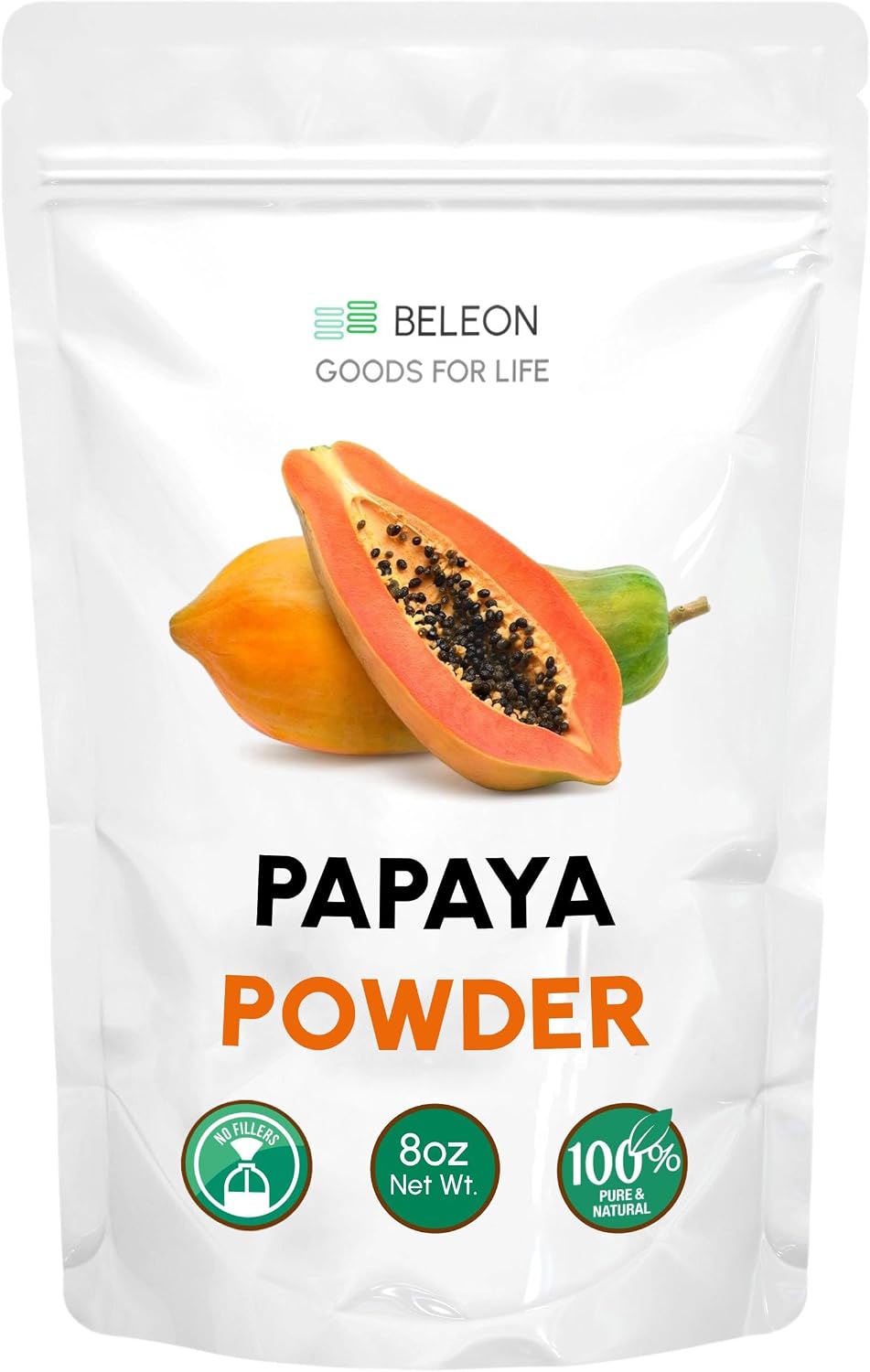 Papaya Pure Powder - All Natural Papaya Powder for Baking, Flavoring, Smoothies, Beverage, 8 oz