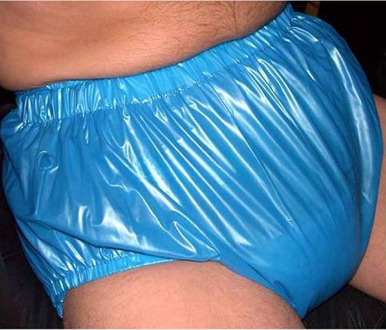 Adult Pull on Plastic Pants Anti-Side Leakage Incontinence Safety Pants Quiet Waterproof Diaper Covers Reusable,Blue,L