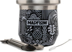 MADFLOW Yerba Mate Cup. Stainless Steel Mate Cup with 2 Bombillas. Double Wall Vacuum Insulated Yerba Mate Gourd. Unique Mate Cup And Bombilla Set