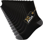 20 Pairs Mens Crew Socks - Breathable Thin Quarter Socks for Men Size 8-12/12-16, Casual Bulk Value Pack