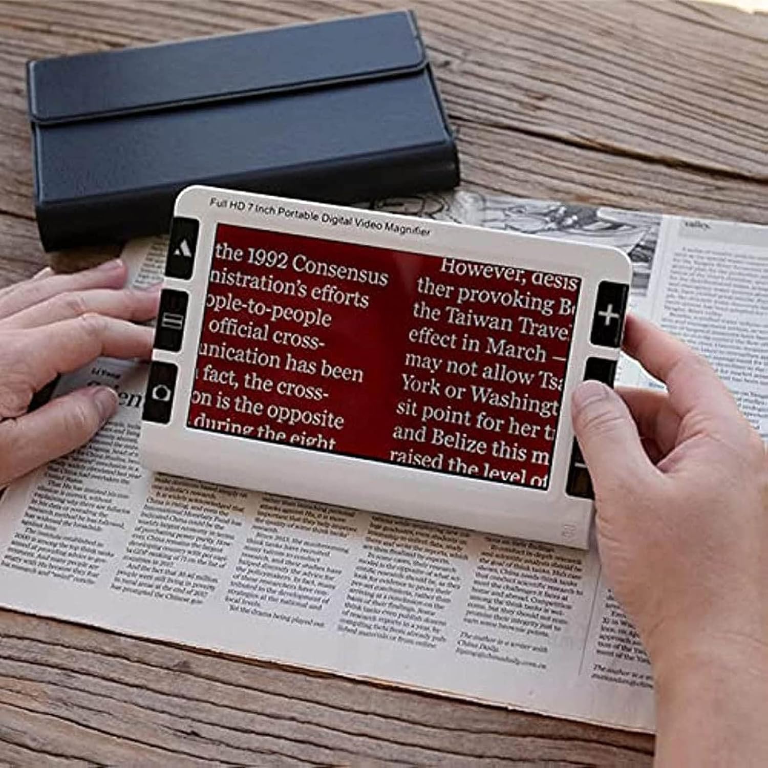 Digital Magnifier with 2X-32X Zoom, 7 Inch IPS Screen, 26 Color Modes, Dual Lens for Near and Far Viewing - Portable Video Magnifier for Low Vision Aids, HDMI & AV Output