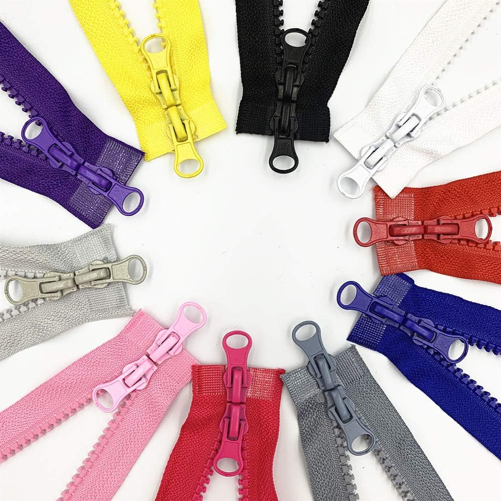 10pcs 5# 90cm 35.5 Inch Two Way Separating Jacket Zipper for Sewing Jacket Coat Molded Plastic Large Resin Zippers Bulk 10 Color (Mix, 90cm (35.5))