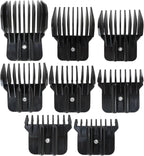 8 Pack Black Clipper Guards Snap-on Blade Attachment Combs Fit for Andis pm-t, pmt-2, D-4, D-5, D8, GI, GTO, slii, rt-1, for Babyliss FX787G, FX787BN, FX787RG, FX787S, FX787GDB, FX726, FX797