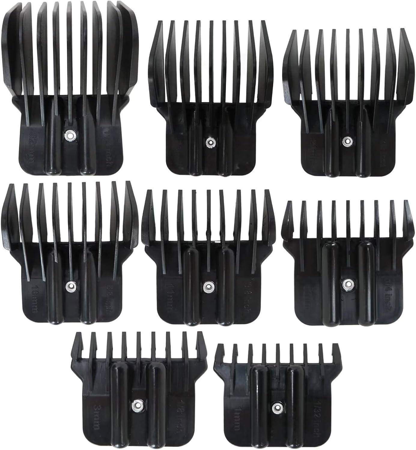 8 Pack Black Clipper Guards Snap-on Blade Attachment Combs Fit for Andis pm-t, pmt-2, D-4, D-5, D8, GI, GTO, slii, rt-1, for Babyliss FX787G, FX787BN, FX787RG, FX787S, FX787GDB, FX726, FX797