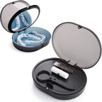 New Double-layer Retainer Storage Case with Belt Chewing,Removal Tool,Cleaning Brush,Built in Mirror Orthodontic Retainer Case