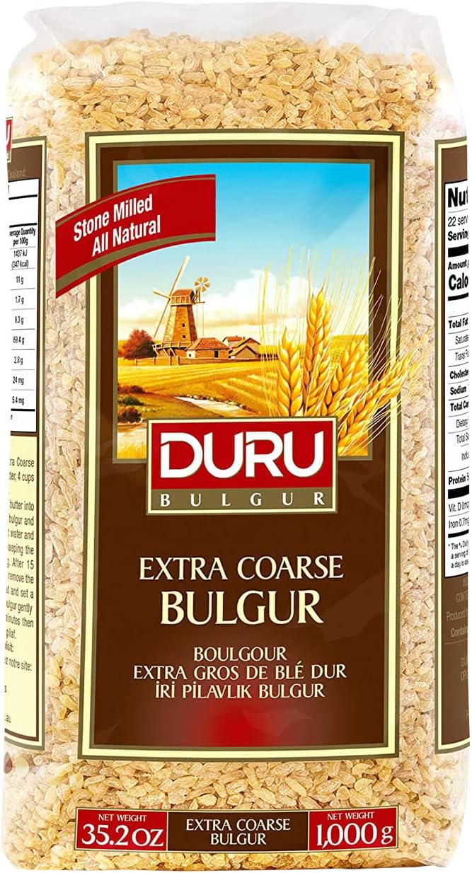 Duru Extra Coarse Bulgur, 35.2oz (1000g), Wheat Berries, 100% Natural and Certificated, High Fiber and Protein, Non-GMO, Great for Vegan Recipes, Better than Rice