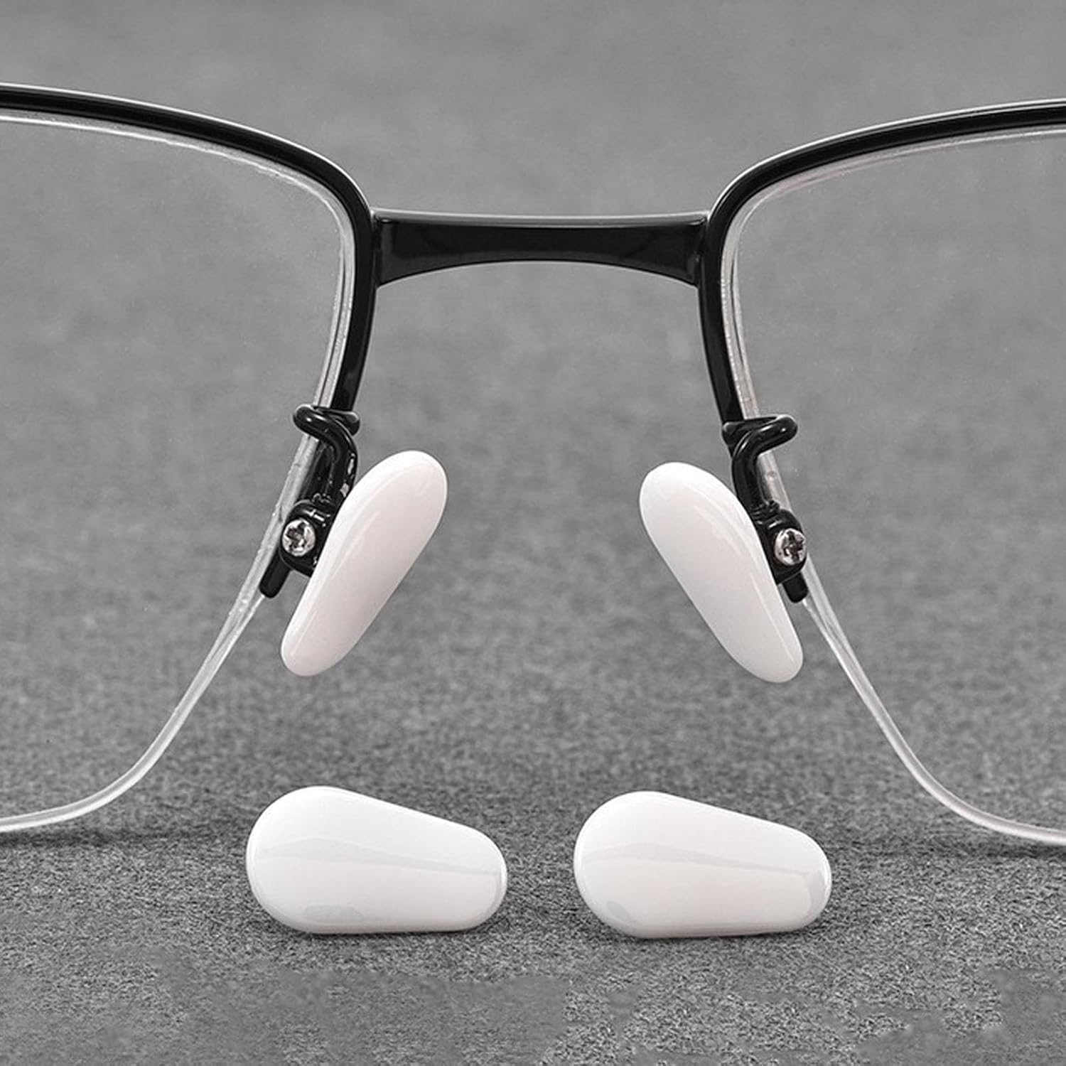 Ceramic Glasses Nose Pad, Anti-Slip Screw-in Nosepad, Durable Replacement Pieces Pads for Glasses Sunglasses(2Pairs,White)
