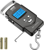 Dr.meter Fish Scale Luggage Scale Fishing Gear - 110lb Backlit LCD Display Digital Scale with Built-in Measuring Tape - Fishing Scale with 2 AAA Batteries, Pocket Size - Fishing Gifts for Men