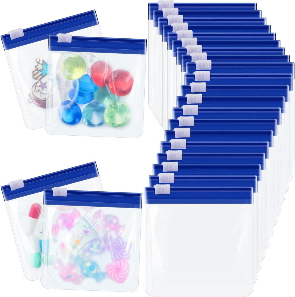 24 Pieces Pill Pouch Bags Zippered Set Reusable Translucent Medicine Organizer Sealing Travel Plastic Bags with Slide Lock for Storage(Dark Blue)