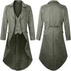 Men's Medieval Steampunk Tailcoat Jacket Vintage Gothic Victorian Frock Coat Uniform Renaissance Halloween Costume