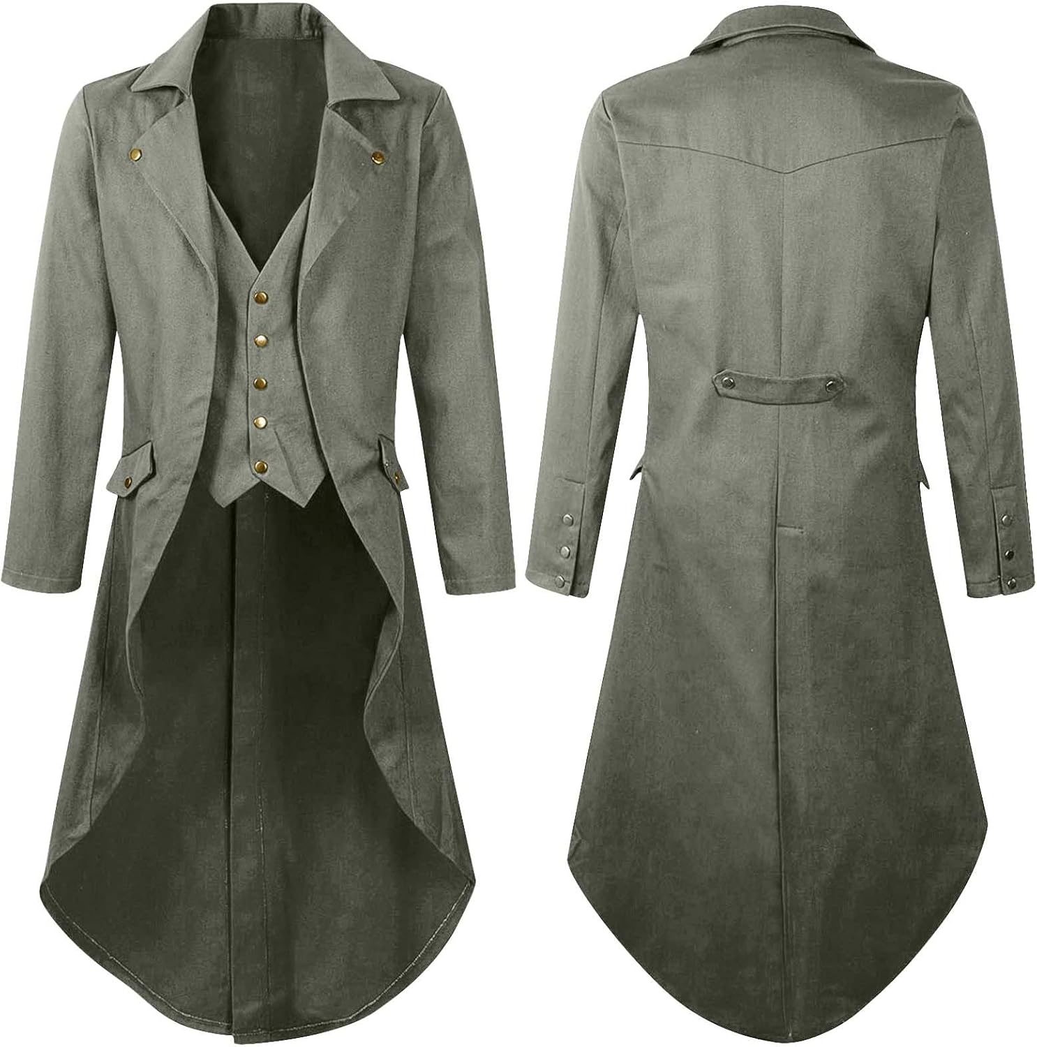 Men's Medieval Steampunk Tailcoat Jacket Vintage Gothic Victorian Frock Coat Uniform Renaissance Halloween Costume