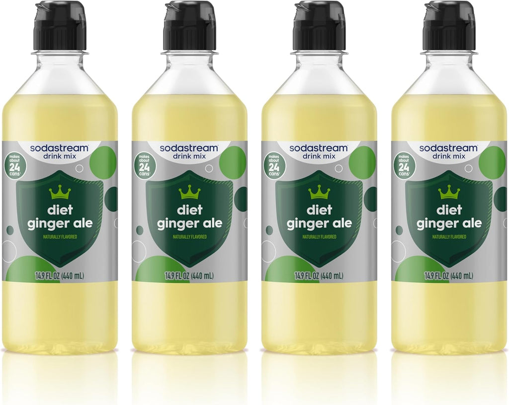 SodaStream Classics Diet Ginger Ale New Pour Bottle, 14.9 Fl Oz (Pack of 4)