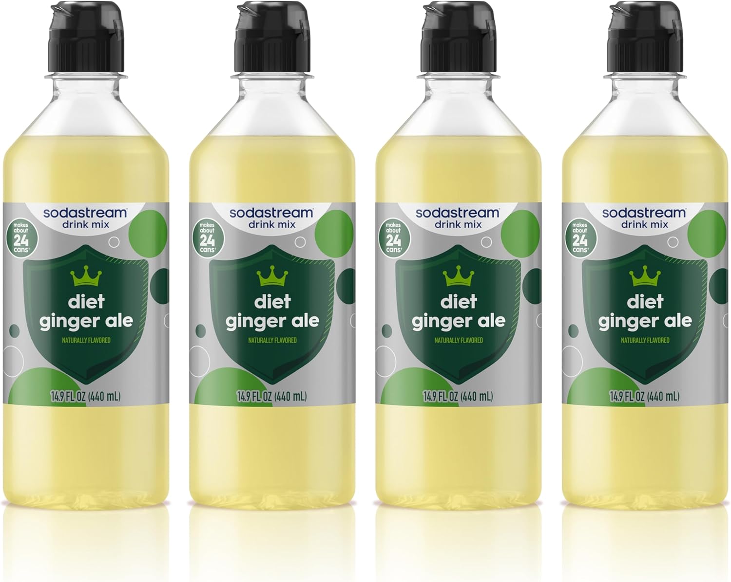 SodaStream Classics Diet Ginger Ale New Pour Bottle, 14.9 Fl Oz (Pack of 4)