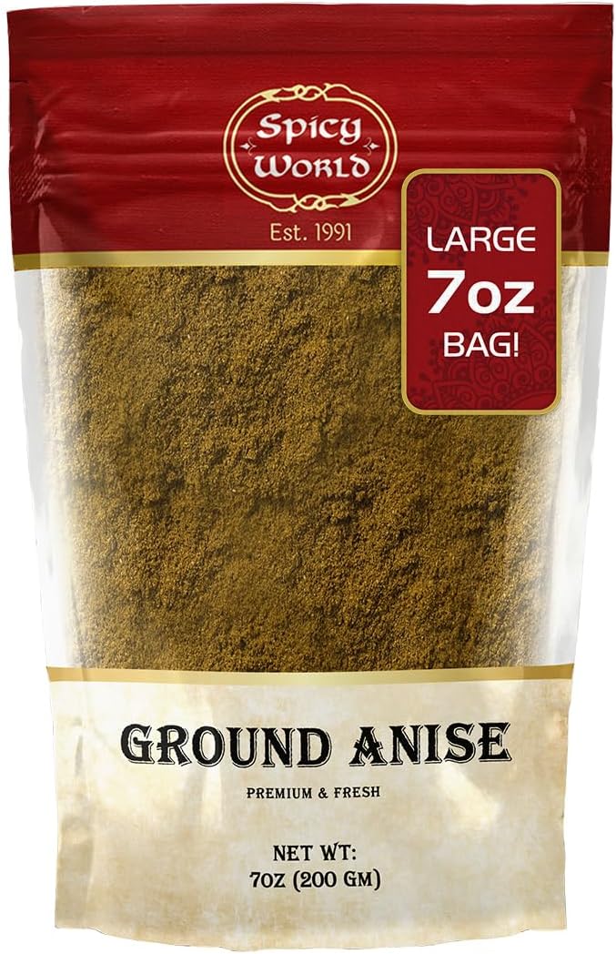 Spicy World Ground Anise Powder 7 Ounce - Anise Seeds Ground, Pure & Natural, Great for baking, cooking, and even tea