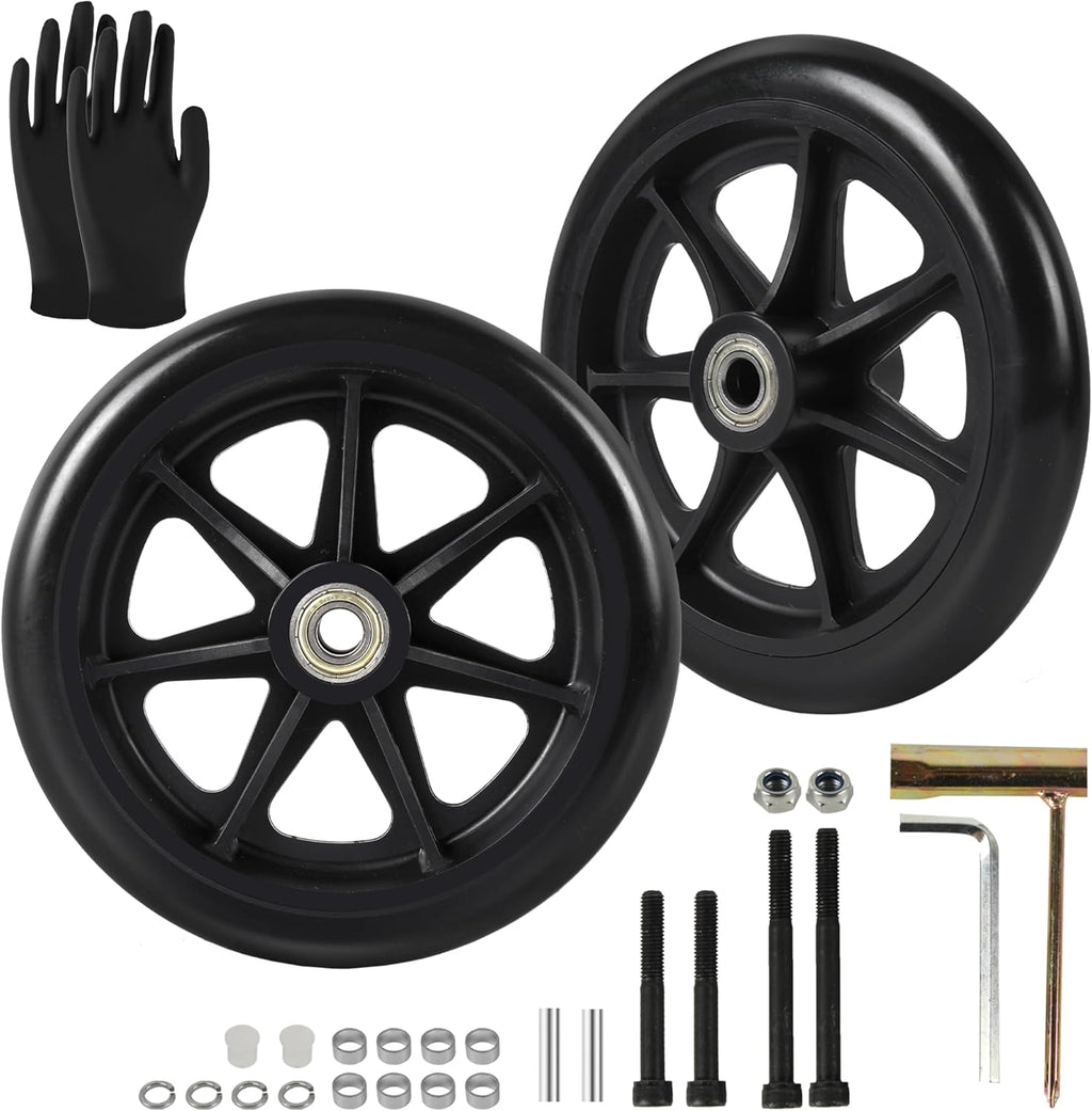 CALPALMY 6 Inch Replacement Wheelchair Front Wheels - Universal 6" PU Solid Tire for Rollator, Walker and More - Made from Durable Rubber, Wear-Resistant and Anti-Slip (2-Pack)