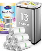 13 Gallon 120 Counts Strong Trash Bags Tall Kitchen Garbage Bags by Teivio, 12 Gallon 13 Gallon 14 Gallon, Multi-Use Bin Liners, Plastic Bags for Home Office Kitchen Yard Industrial, Clear