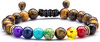 Men Women 8mm Lava Rock Beads Chakra Bracelet Braided Rope Natural Stone Yoga Bracelet Bangle