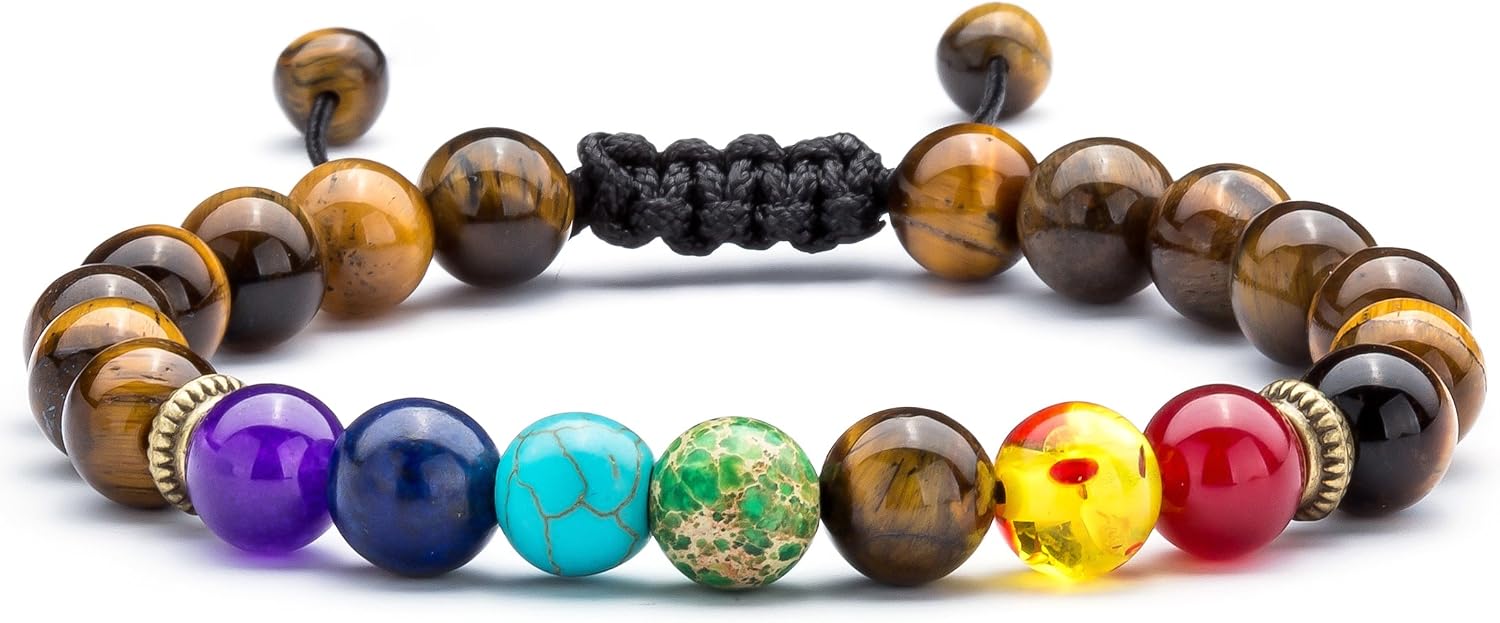 Men Women 8mm Lava Rock Beads Chakra Bracelet Braided Rope Natural Stone Yoga Bracelet Bangle