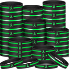 Hiboom 100 Pcs Mental Health Awareness Silicone Bracelets Green Ribbon Rubber Bracelets Motivational Bracelet Unisex for Men Women Mental Health Awareness Month Gifts
