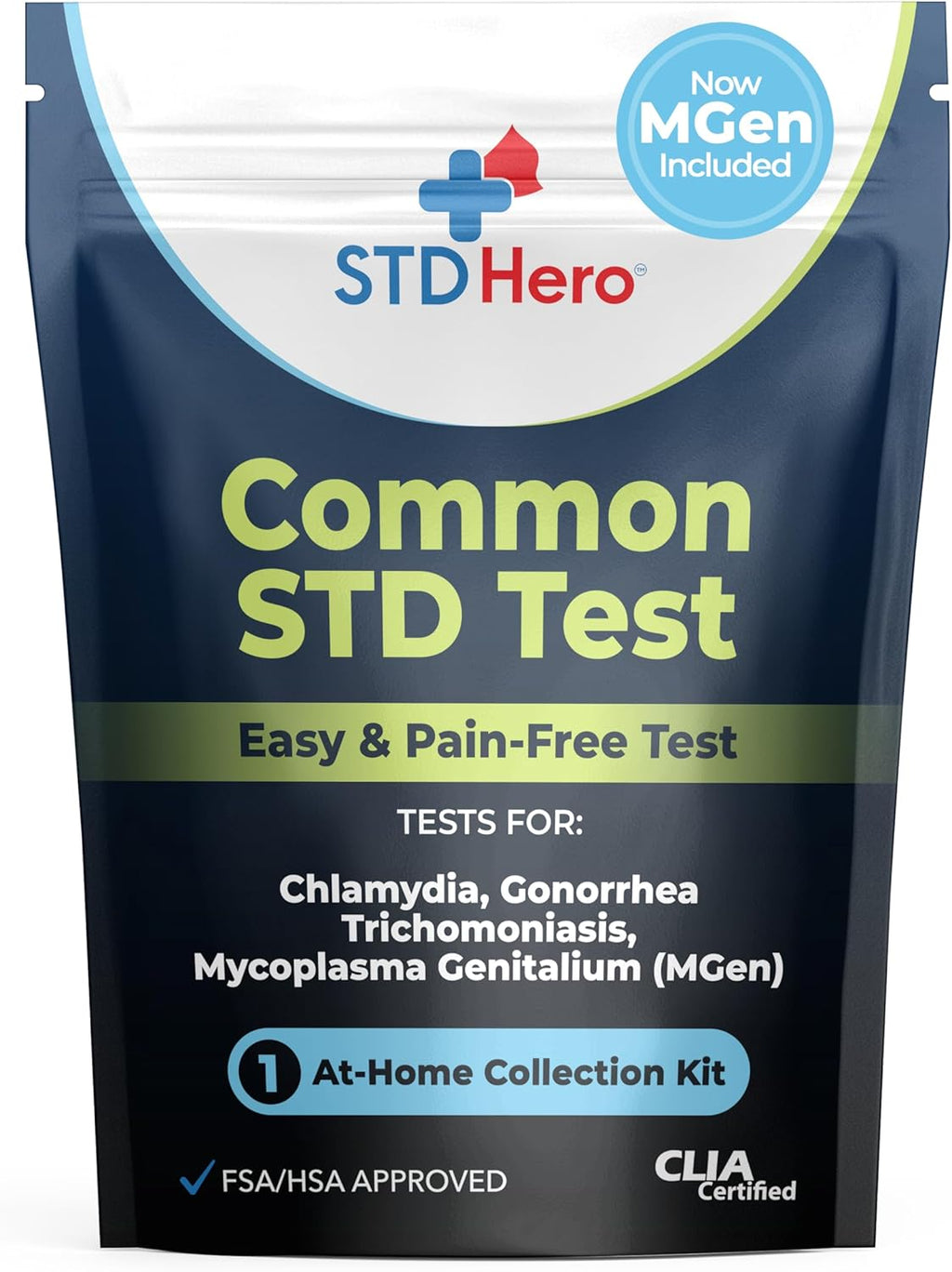 STD Hero At-Home Common STD Test Kit for Women and Men - Test for the Top Four STD's - Includes MGen - Private At-Home Collection - Simple, Discreet, Easy-to-Use with Fast Online Results