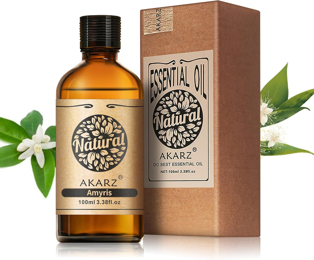 AKARZ 100ml Amyris Essential Oil Natural Amyris Oil Pure for Candle Making,DIY Skincare Products Massage,Home Spa Relaxation