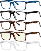 Eyekepper 5-Pack Stylish Readers Quality Spring Hinges Reading Glasses Included Computer Glasses +3.5