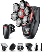 Head shavers for Bald Men 5-in-1 Men's Grooming Kit, 7D Rotary Electric Head Shaver, IPX8 Waterproof Wet/Dry Midnight Black