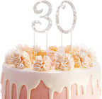 BEISHIDA 30 Number Cake Topper,Silver Bling Rhinestone 30th Birthday Happy Birthday Cake Topper for girls women for 30th Birthday Party Anniversary Wedding Cake Decorations
