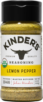 Kinder's Organic Lemon Pepper, Premium Quality Seasoning, MSG Free and USDA Certified Organic, 3.5 oz