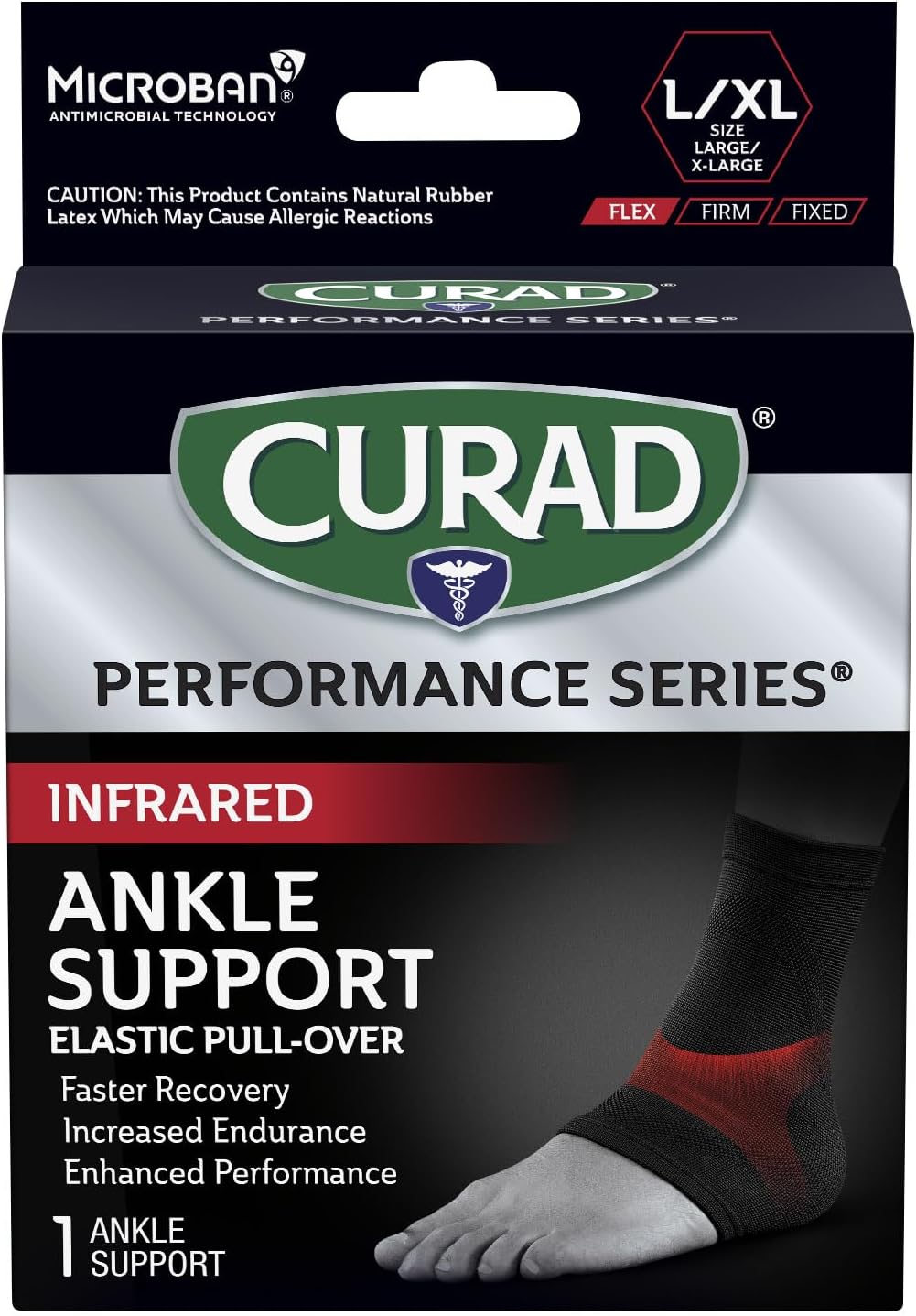 CURAD Performance Series Infrared Ankle Support, Elastic, Large/X-Large