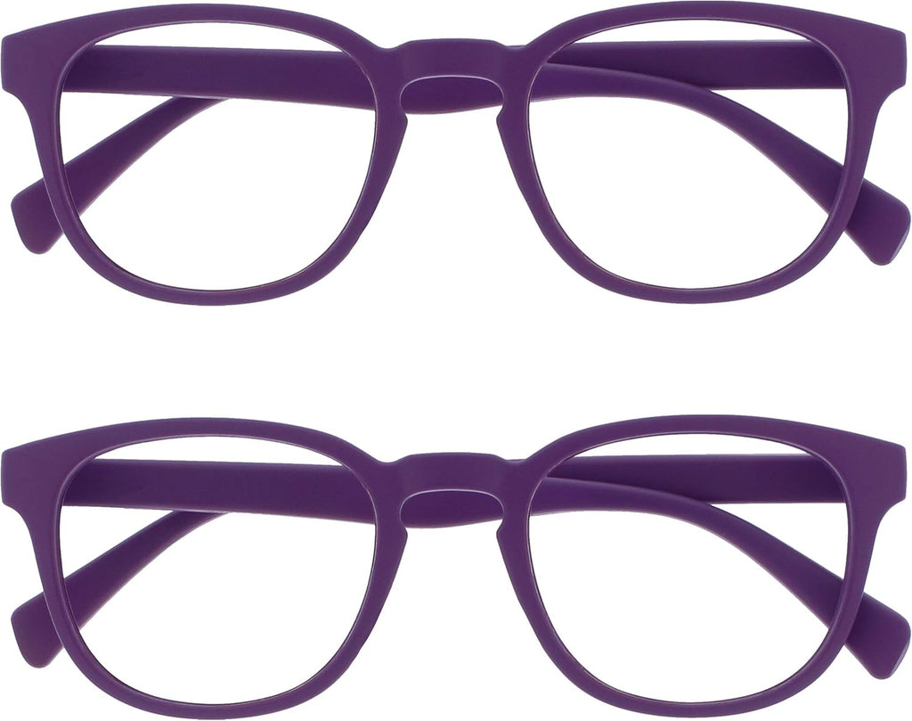 OPULIZE POP Reading Glasses for Women Men,Scratch Resistant Round Matt Frame with Spring Hinges, Purple +1.00 (Pack of 2)