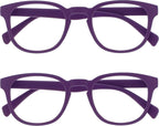 OPULIZE POP Reading Glasses for Women Men,Scratch Resistant Round Matt Frame with Spring Hinges, Purple +2.00 (Pack of 2)