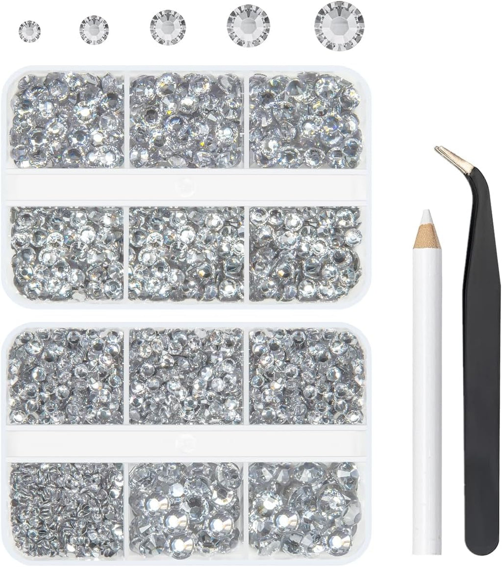 Crystal Clear Resin Rhinestones Crystal White Resin Rhinestones Crystals Diamonds 2mm 3mm 4mm 5mm 6mm Non-Hotfix Gems Stones for Nails Art Tumblers Mugs Bottles DIY Crafts Phones Book Gradutation Cap