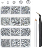 Crystal Clear Resin Rhinestones Crystal White Resin Rhinestones Crystals Diamonds 2mm 3mm 4mm 5mm 6mm Non-Hotfix Gems Stones for Nails Art Tumblers Mugs Bottles DIY Crafts Phones Book Gradutation Cap
