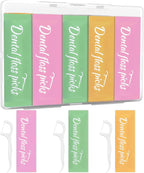 50 Count Individually Wrapped Dental Floss Picks, Toothpicks Floss Picks Travel, Disposable Floss with Case for Kids Adults, Gentle Portable Floss Sticks, Multi-Color