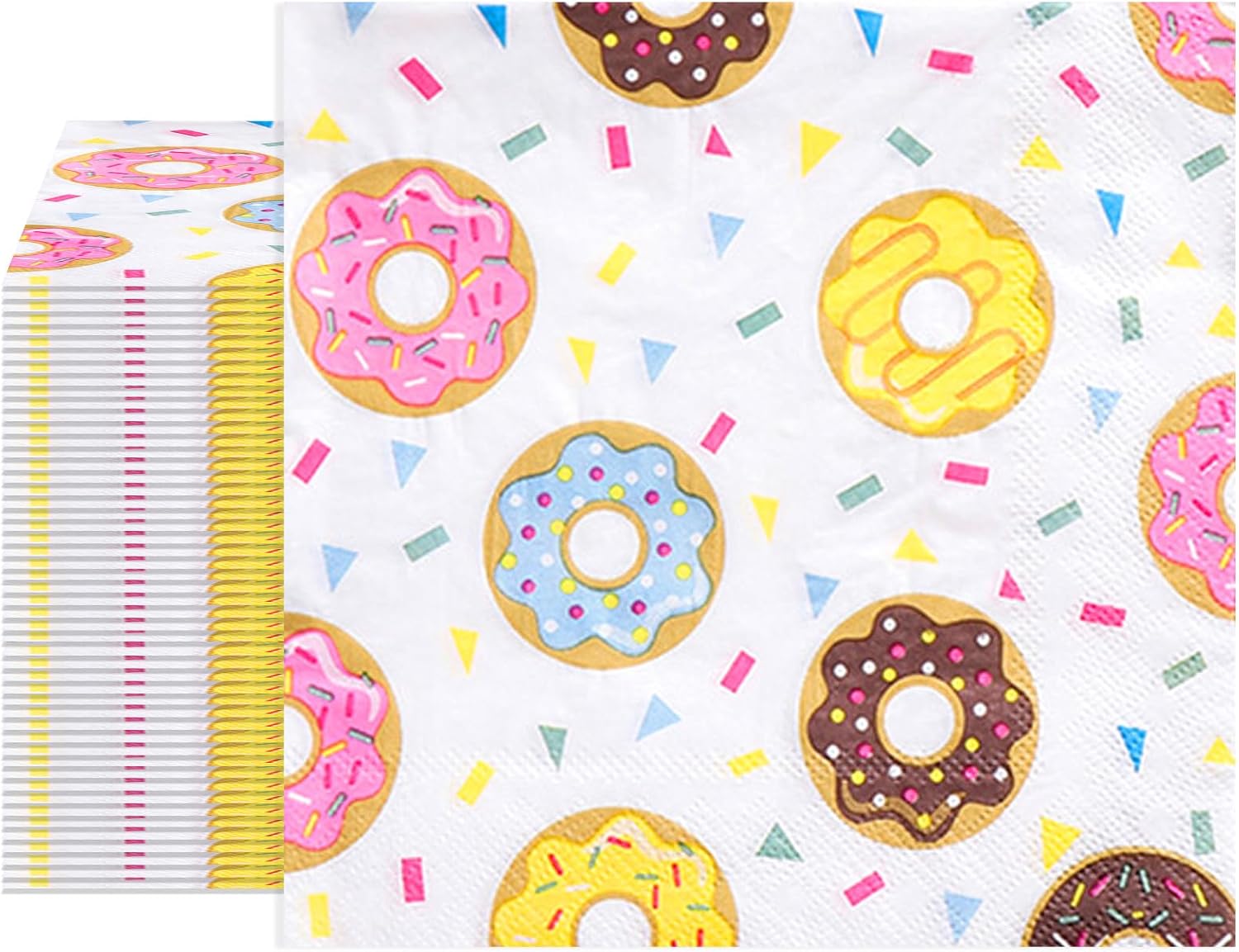 40PCS Donut Napkins Donut Birthday Party Decorations Supplies 2 Ply Disposable Paper Dessert Beverage Napkins for Dinner，Baby Shower，Birthday，Wedding Bridal，Coquette Birthday Decorations 6.5x6.5in