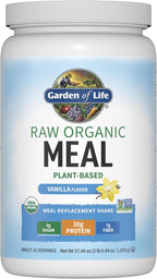 Garden of Life Meal Replacement Shakes, Raw Organic, Vanilla Protein Powder with Plant Based Pea Protein, Sprouts, Greens, Probiotics, Dairy Free 28 Servings