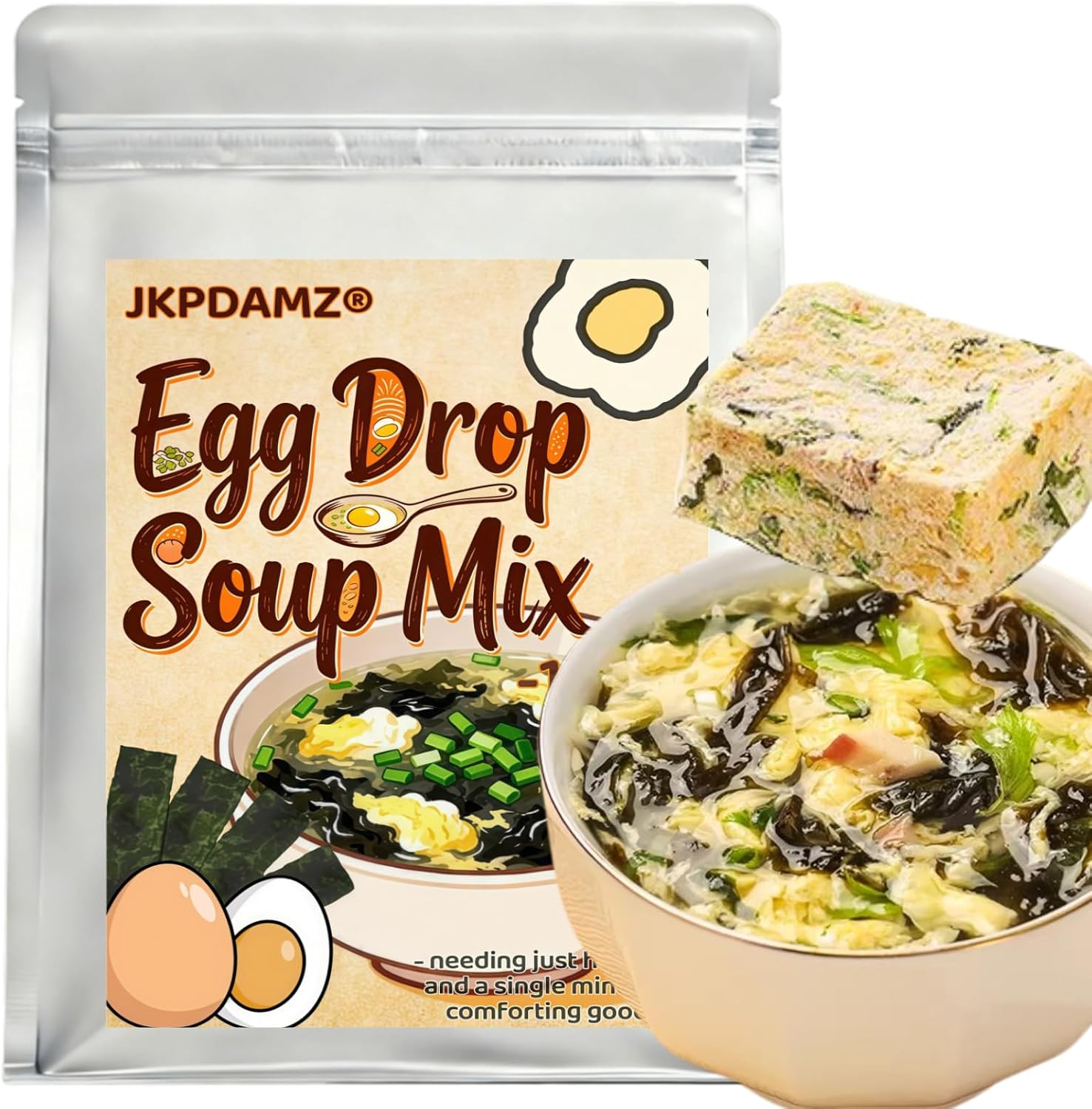 Egg Drop Soup Mix, Instant Freeze-Dried Vegetable Soup, 15 Packets (Seaweed flavor)