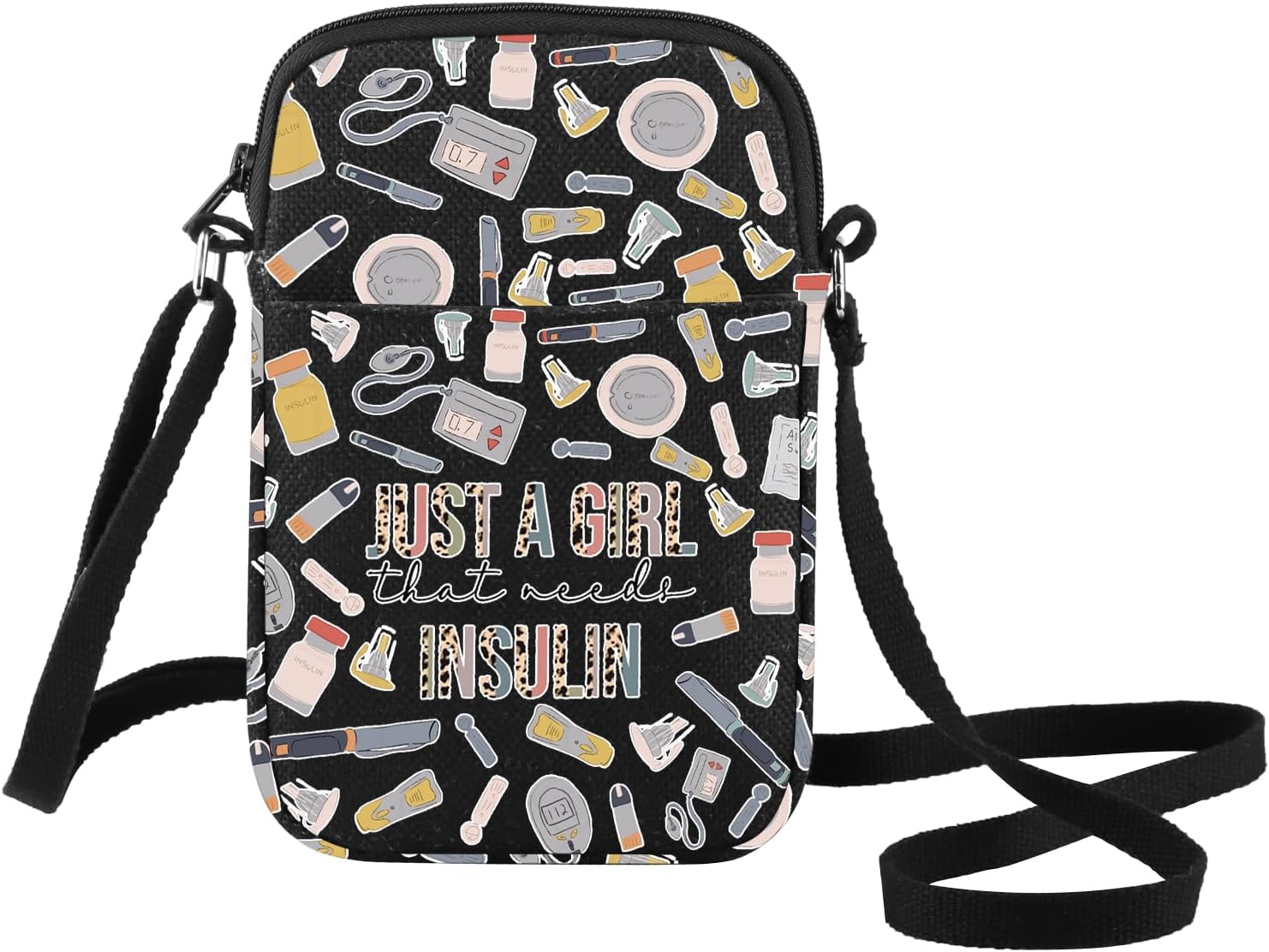 G2TUP Diabetes Insulin Crossbody Bag Diabetes Awareness Gifts Just A Gil That Needs Insulin Shoulder Bag Diabetic Supply Kit