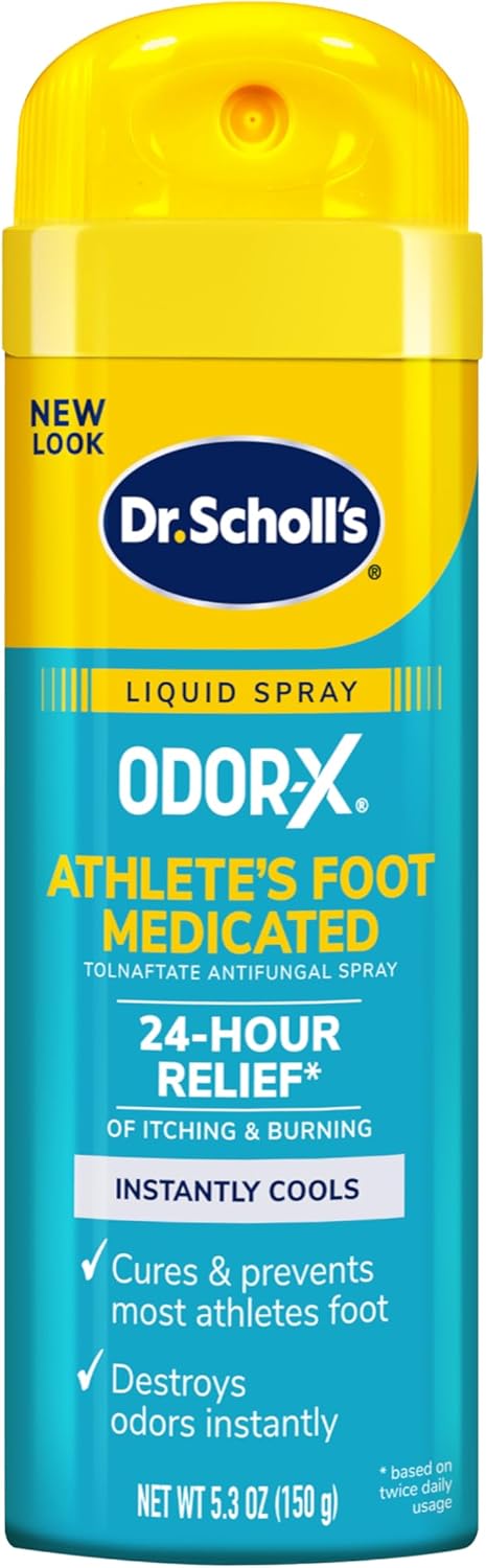 Dr. Scholl's ODOR-X ATHLETE'S FOOT MEDICATED LIQUID SPRAY, 5.3 oz // 24-Hour Relief of Itching & Burning, Instantly Cools, Cures & Prevents Most Athlete's Foot, Destroys Odors Instantly