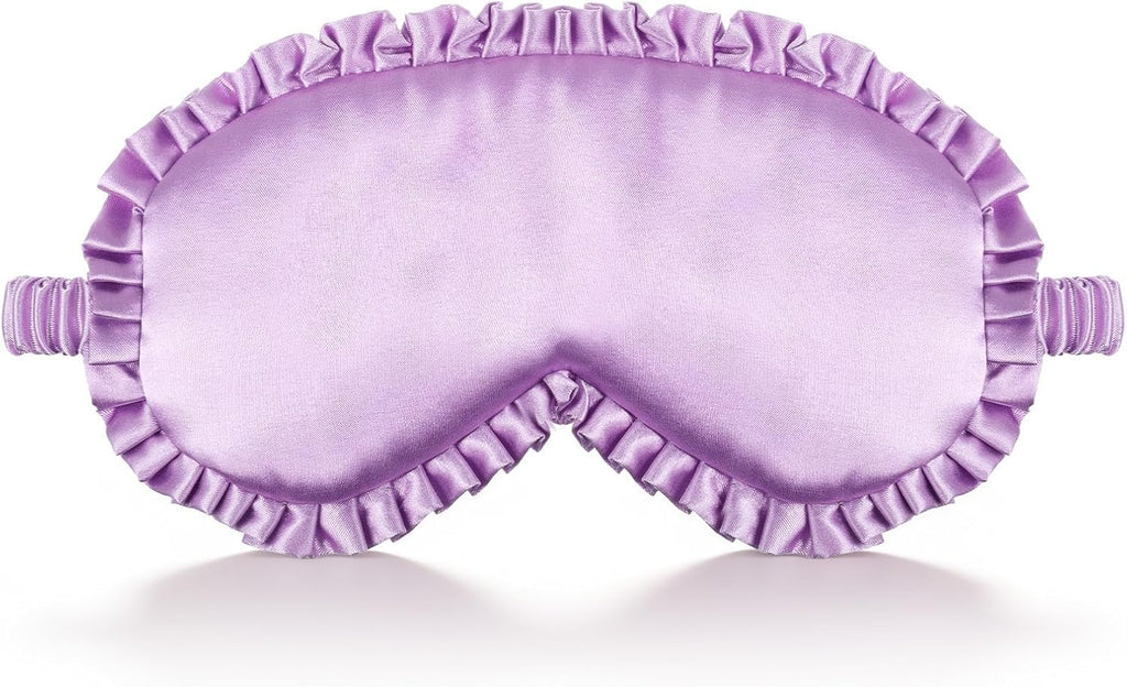 Pure Soft Silk Sleep Mask, Light Blocking Eye Mask with Upgraded Nose Pad, Breathable Blindfold with Elastic Strap, for Women Girls, Includes Travel Pouch, Ideal for Night Sleep, Travel (Purple)