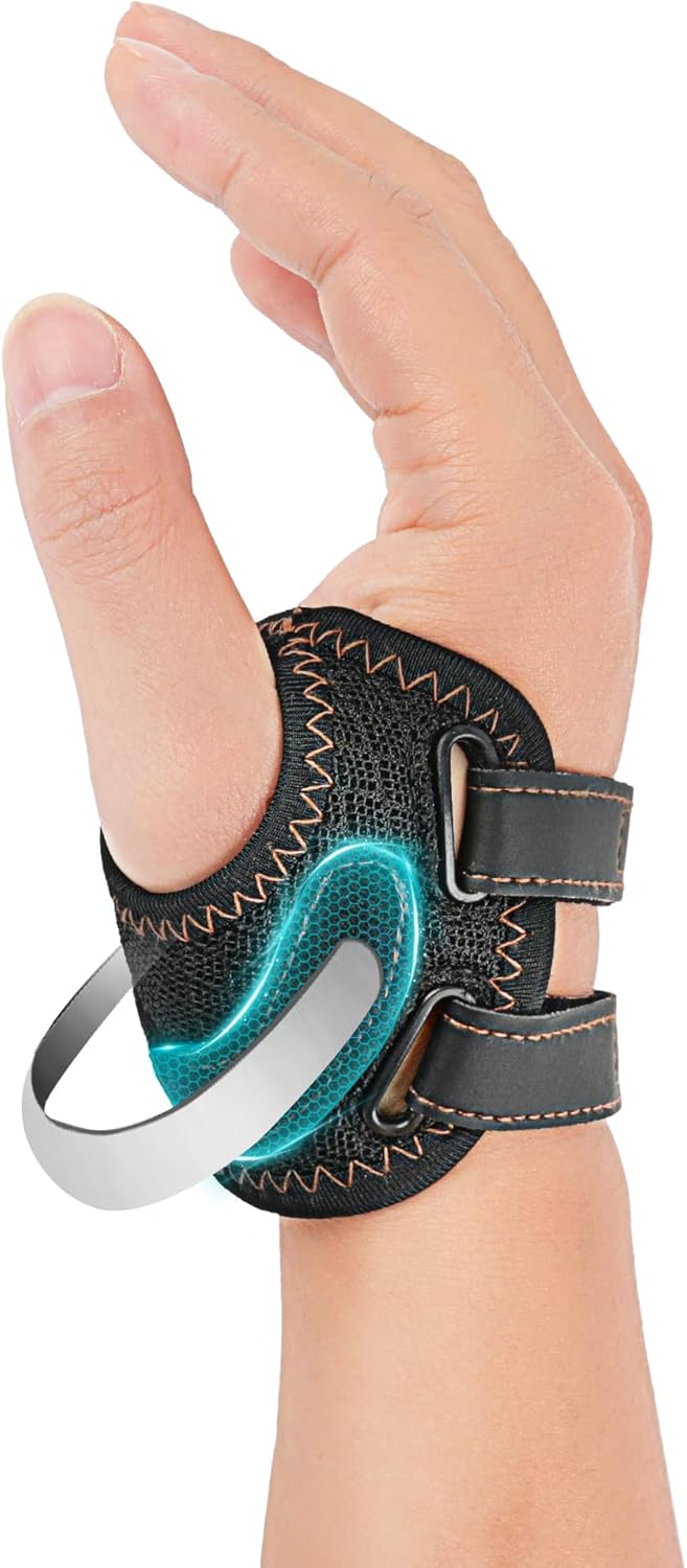 FORTEMOTUS Thumb Brace Right Hand - CMC Thumb Arthritis Support Comfortable Nylon Brace with Thumb Splint for Mild CMC Joint Pain Relief for Osteoarthritis, Tendonitis, Unisex, Black, Large