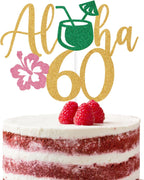 Aloha 60 Cake Topper, Luau Beach 60 Birthday Decor, Cheers to 60 Years, Hello 60, Hawaiian Tropical Theme Summer 60th Birthday Party Decorations