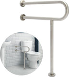 HECASA 24 Inch Handicap Grab Bars Rails 304 Stainless Steel Toilet Handrail Bathroom Safety Bar Wall Mount Floor Support Assist Bar for Disabled Elderly Mounted Bath Grips