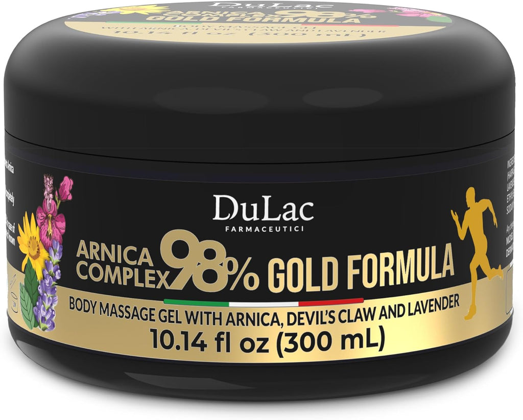 Dulàc - Arnica Body Massage Gel, Arnica Montana 98% Maximum Strength + Devil's Claw for Muscle Massage, Arnica Montana Complex 98% 10.14 Fl Oz, Gold Formula