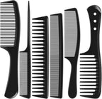 Kolavia 6 PCS Hair Comb Set Black, Durable Wide and Fine Tooth Rat Tail Hair Barber Comb for Women & Man, Professional Combs for Wet Curly Natural Hair Detangling Parting Teasing Styling & Cutting